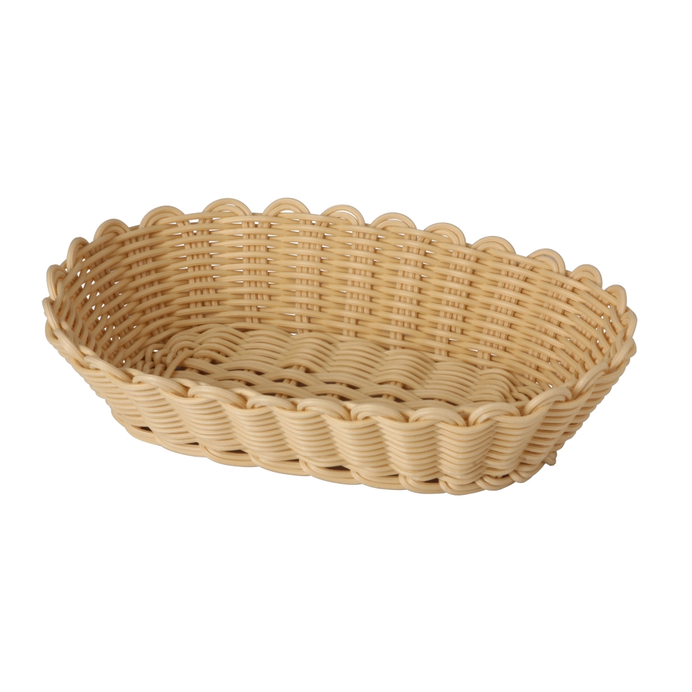 Heavy Duty Polypropylene Rattan Basket Oval 30x18 5x7 H Cm Beige