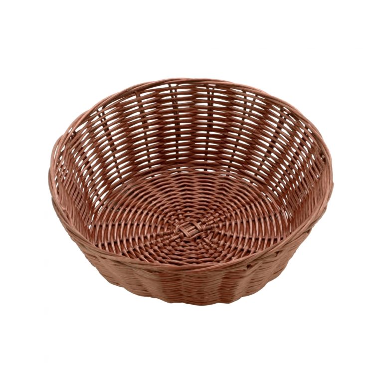 Polypropylene Rattan Basket Dia X Cm Round Dark Brown C Range