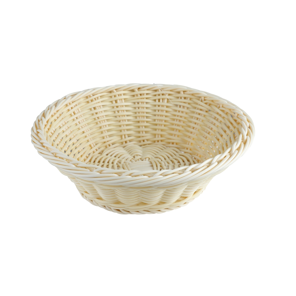 C06 Heavy Duty Polypropylene Rattan Basket, Round, dia.25x8(H)cm, Beige ...