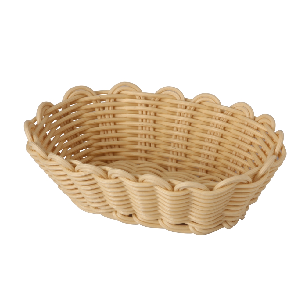 Heavy Duty Polypropylene Rattan Basket, Oval, 20.5x13.5x7cm, Beige (C06 ...