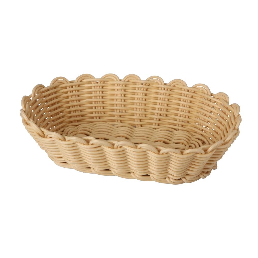 Heavy Duty Polypropylene Rattan Basket, Oval, 26x16.5x7(H)cm, Beige ...