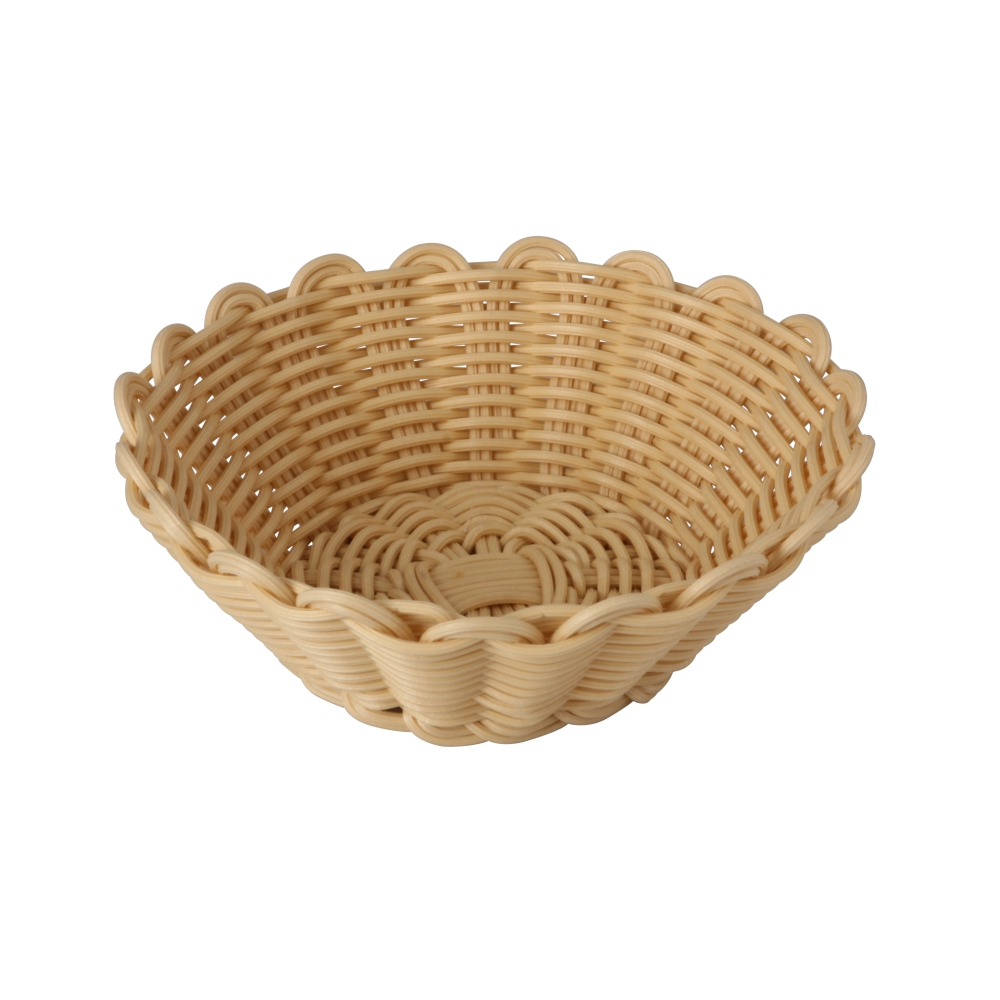 Heavy Duty Polypropylene Rattan Basket, Round, 20x6.5cm, Beige (C06 ...