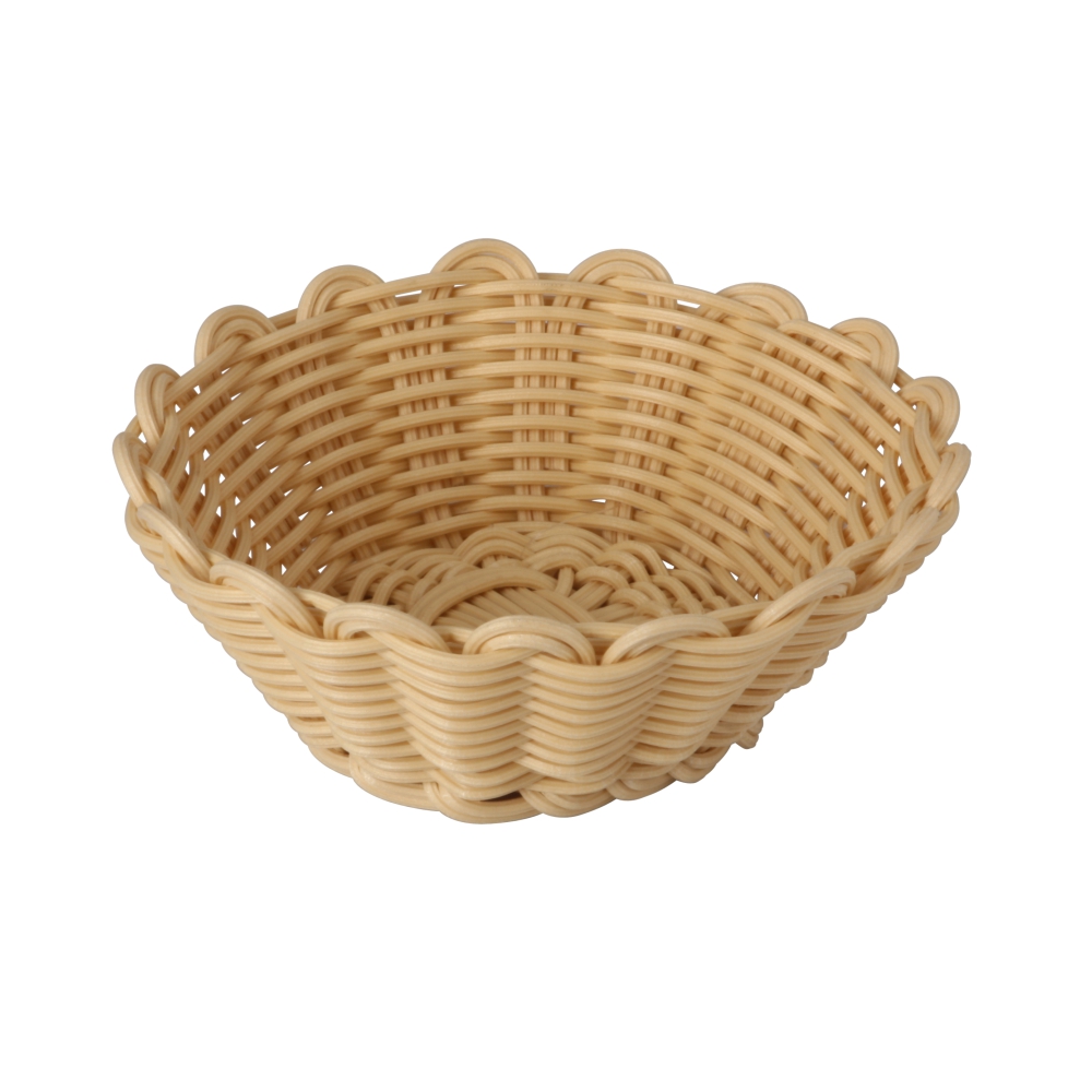 Heavy Duty Polypropylene Rattan Basket, Round, dia.18x6.5(H)cm, Beige ...