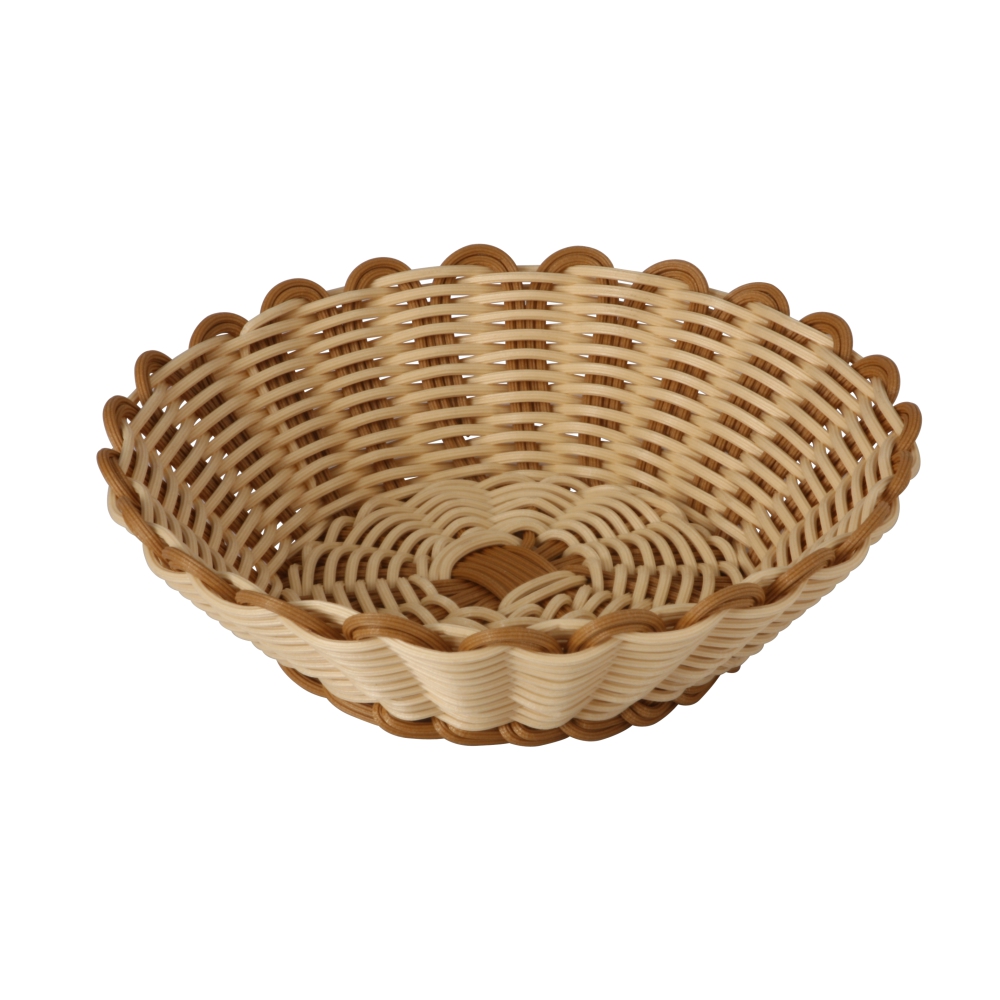 Heavy Duty Polypropylene Rattan Basket, Round, dia.23x6.5(H)cm, Beige ...