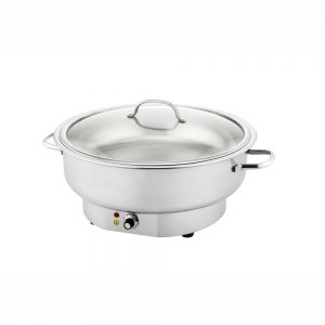 Round 6.8L Electric Stainless Steel Chafer with Glass Cover (83 Series)-X83621